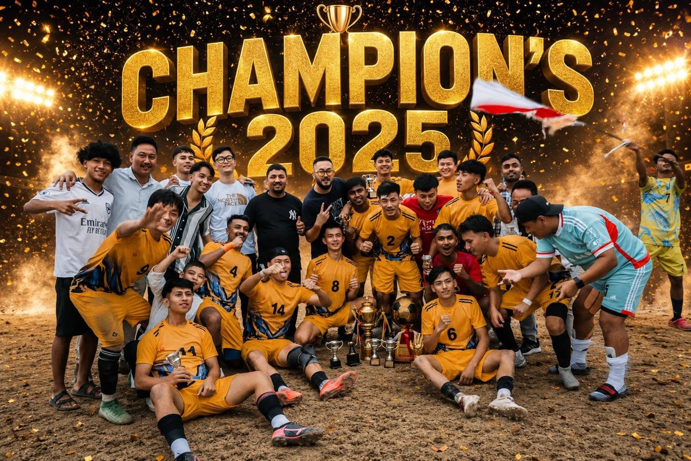 United Pedong team celebrating Independence Cup championship